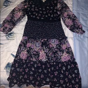 Ann Taylor Loft 3/4 sleeve tiered floral